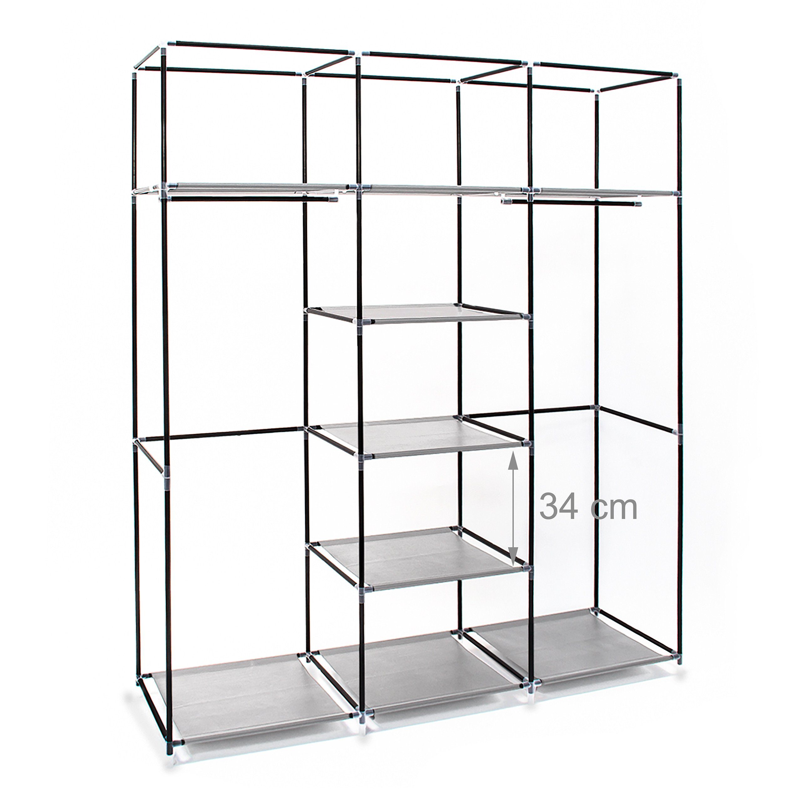 relaxdays Stoffschrank 3 x Stoffkleiderschrank anthrazit