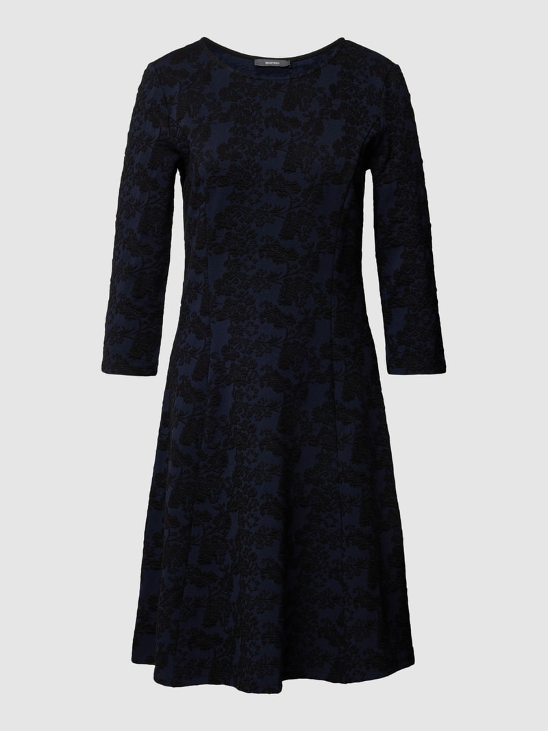 Knielanges Kleid mit Allover-Muster Modell 'Orna' in anthrazit