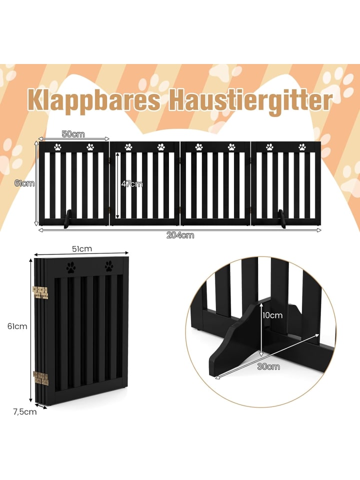 COSTWAY Absperrgitter Hunde 4 Paneelen 60cm in Braun günstig kaufen onesize