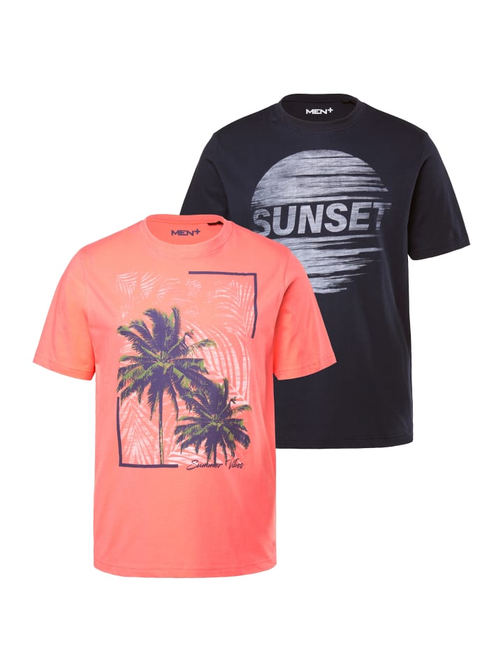 Men Plus Kurzarm T-Shirt in koralle günstig kaufen