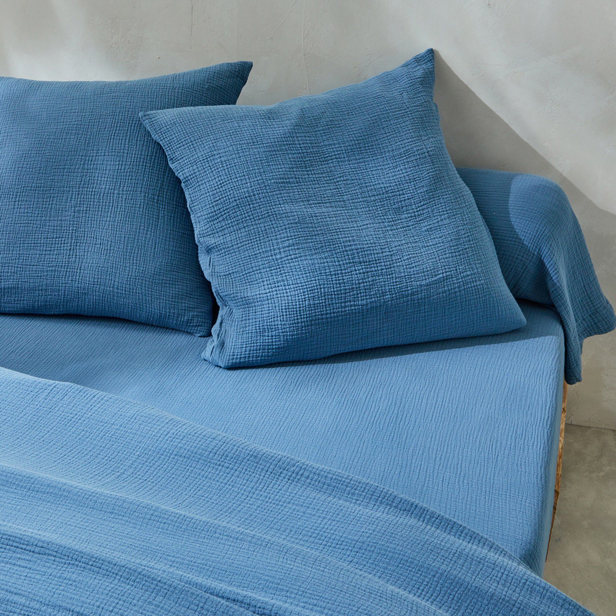 Linge de lit uni en triple gaze de coton