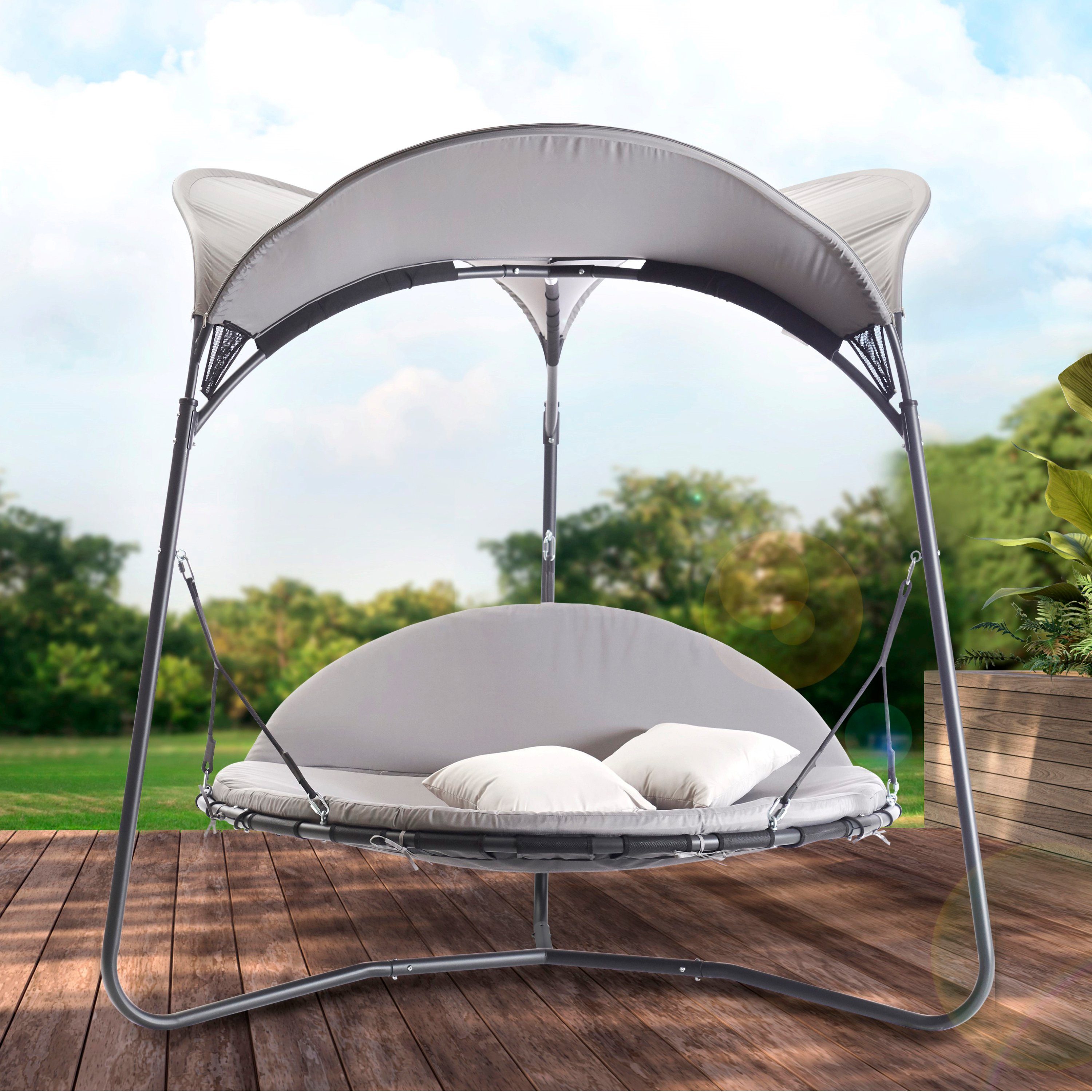 Leco Gartenliege Luxusschaukelbett Mareike, mit Polsterauflage und Kissen