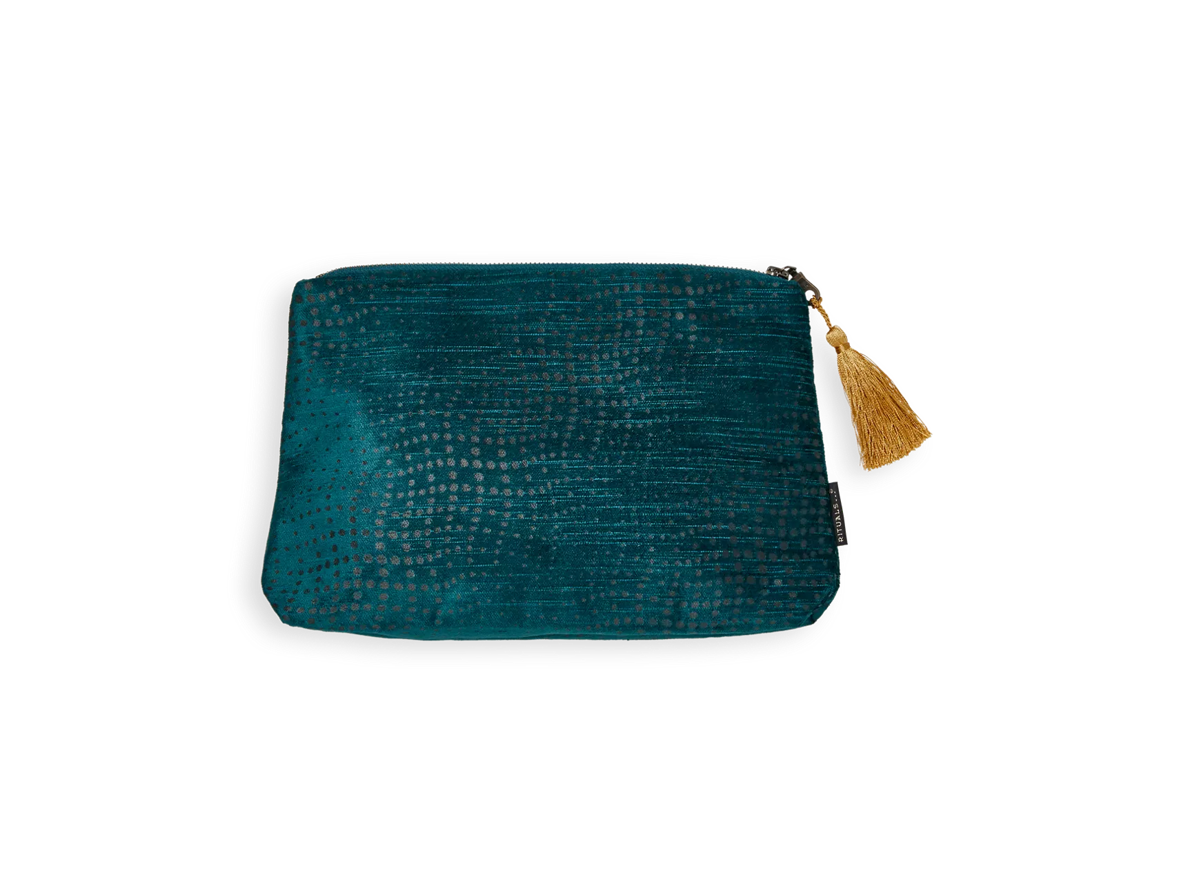 Pochette moyenne en velours de coton Vellore bleu pétrole