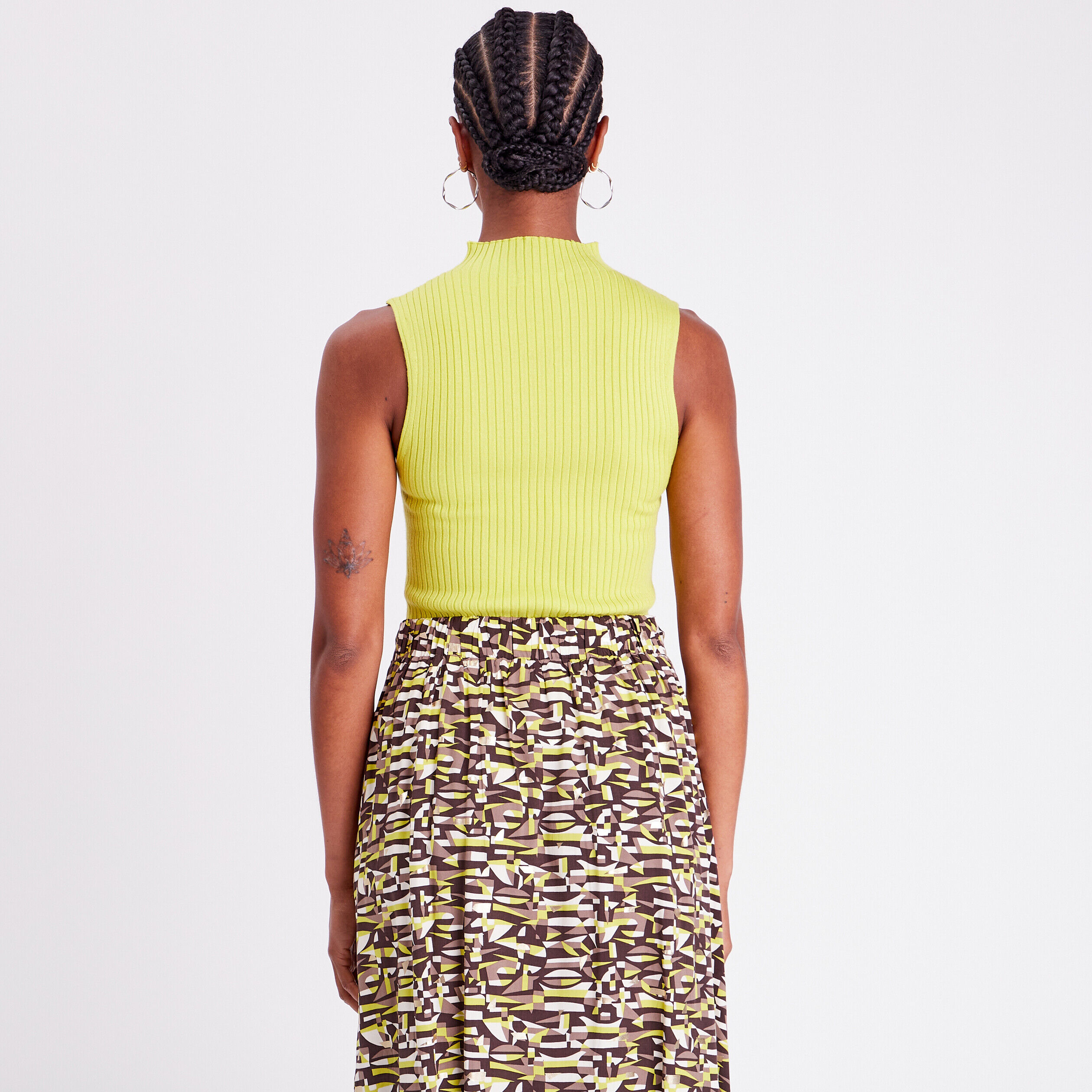 Débardeur pull col montant jaune citron femme | Cache Cache