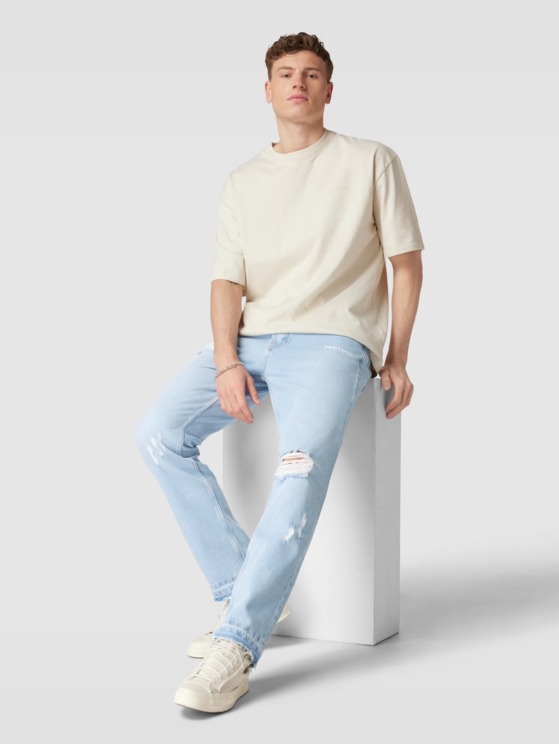 Jeans mit Label-Stitching Modell 'Abott' in jeans