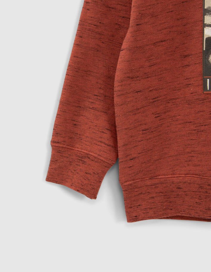 Sweat rouge foncé chiné visuel skateur garçon