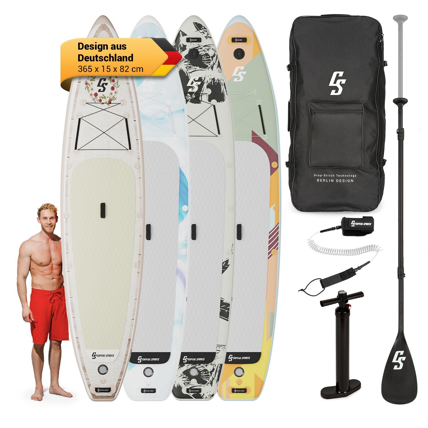 Capital Sports Inflatable SUP-Board Kipu Allrounder 365, Paddle Board, (Set), Stand Up Paddling Board Standup Paddle Board SUP Board Paddel Board
