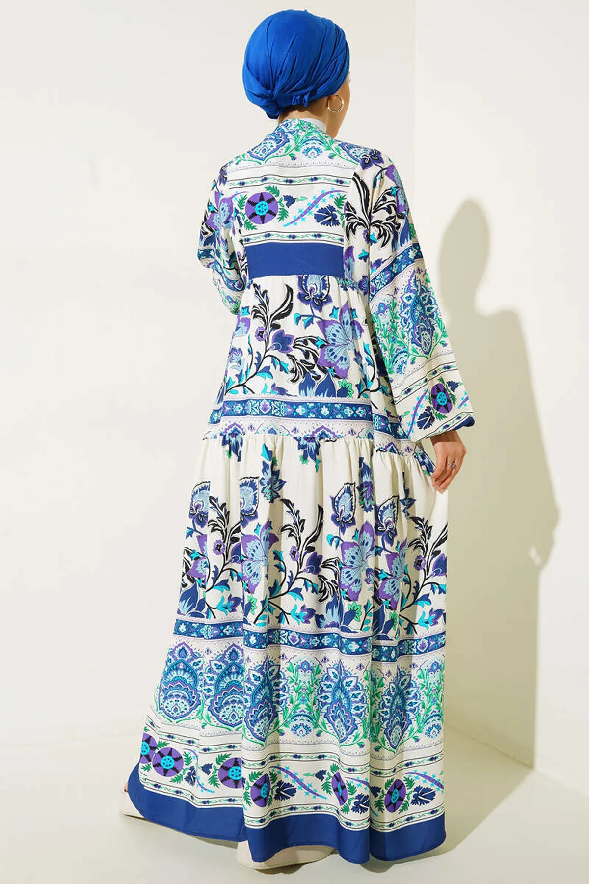 Bigdart  2423 Authentisches gemustertes Hijab-Kleid – Saks