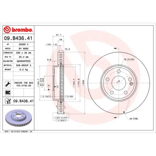 09.B436.41 BREMSSCHEIBE BREMBO VA  VP2 - ATU
