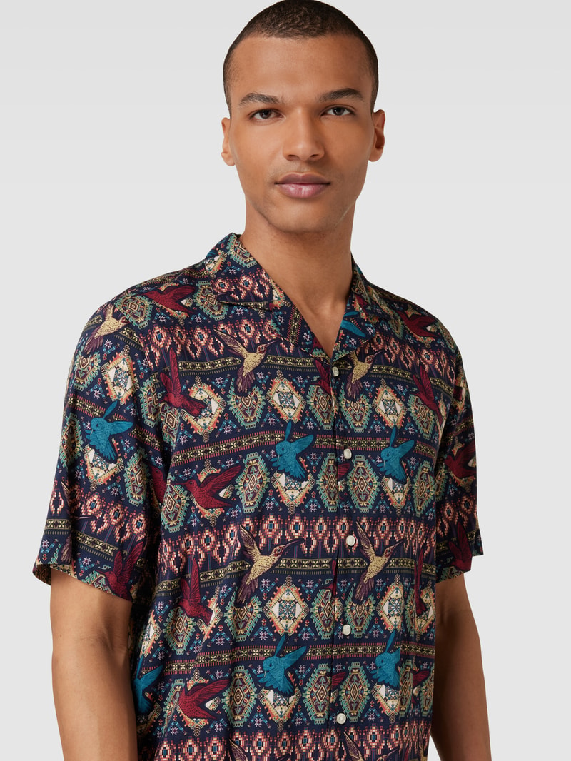 Relaxed Fit Freizeithemd mit floralem Allover-Muster in schwarz
