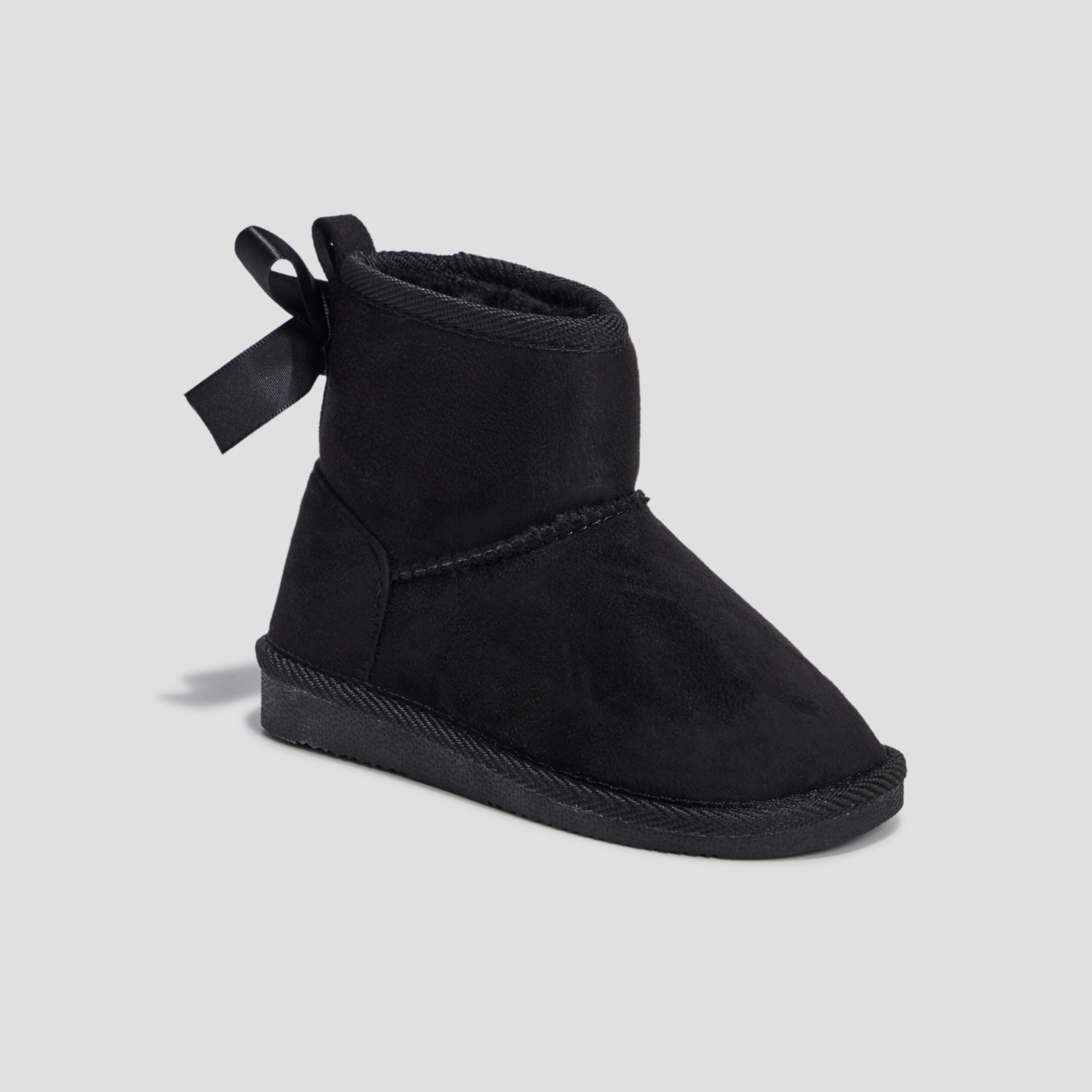 Bottines fourrées avec noeud noir fille | La Halle