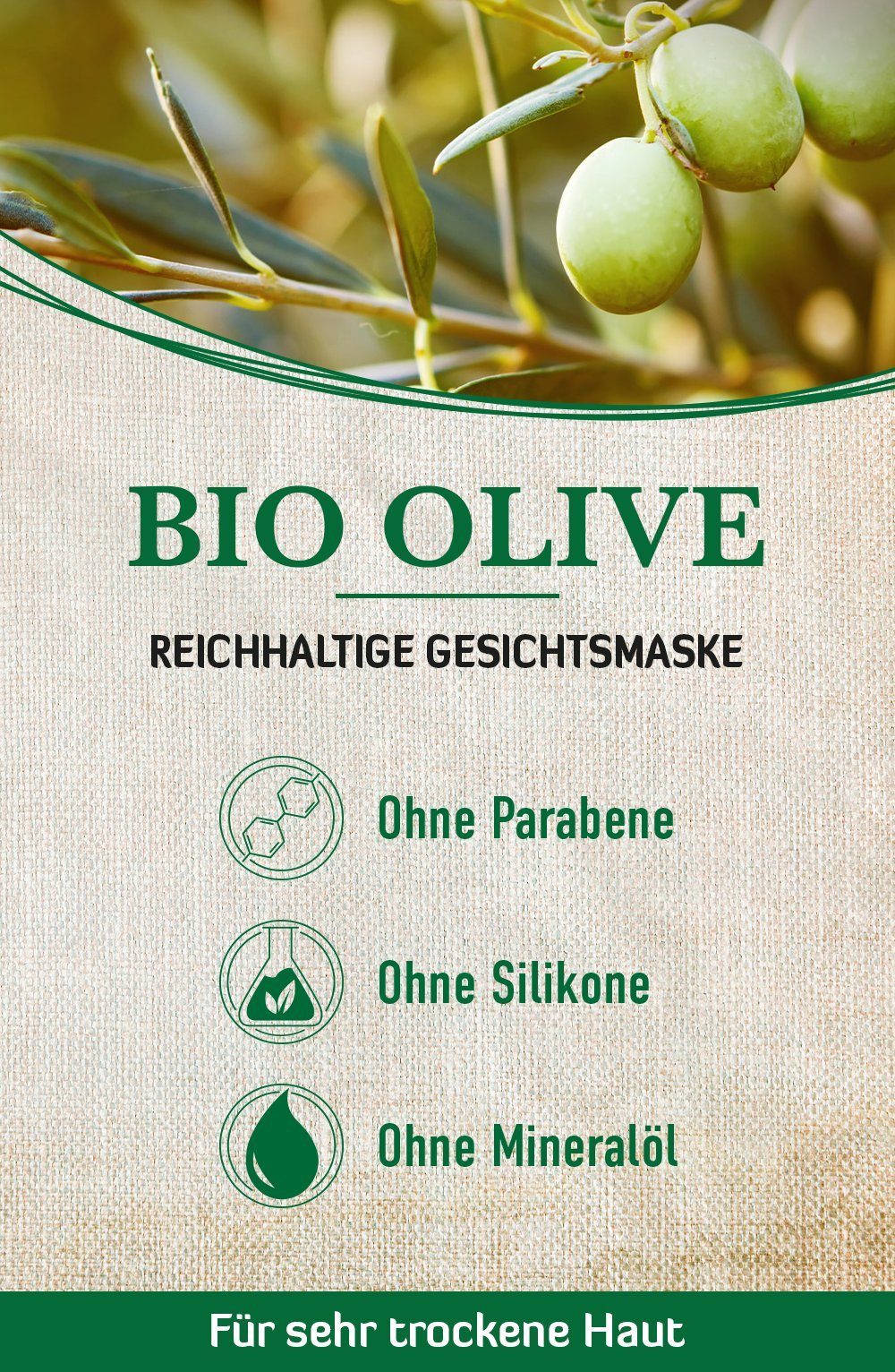 alkmene Gesichtsmaske Maske mit Bio Olive vegan - 2x Feuchtigkeitsmaske Pflegemaske, 1-tlg.