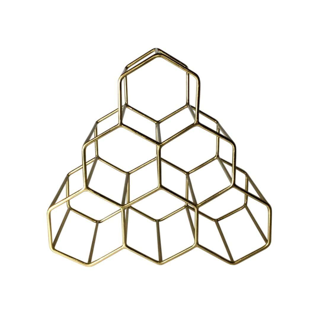 LaLe Living Weinregal Dilek in Gold 23 x 15cm Wabenform, aus Eisen für 6 Flaschen