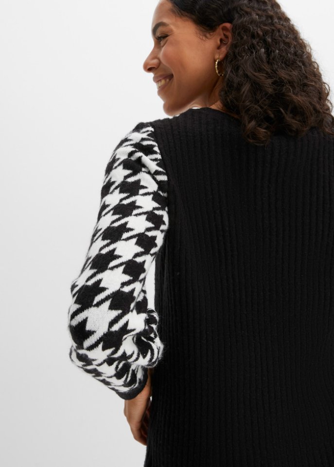 Pullover mit gemusterten Ärmeln