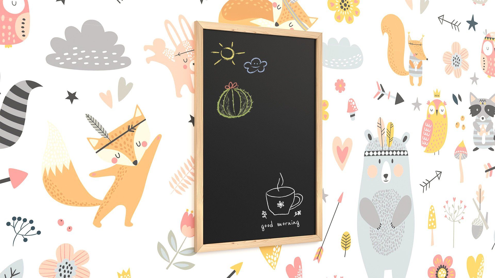 ALLboards Wandtafel Schwarze Kreidetafel, ECO-Holzrahmen