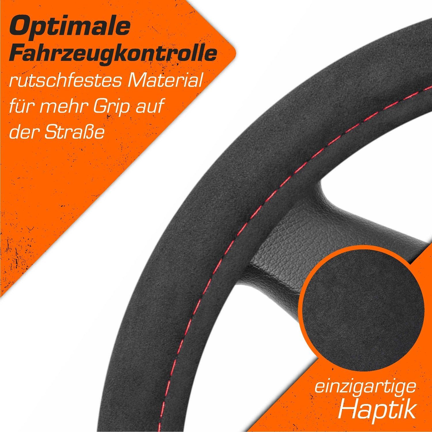 Upgrade4cars Lenkradbezug Alcantara Optik, Ø 37,00 - 39,00 cm, Sportlich-Elegante Wildlederähnliche Struktur