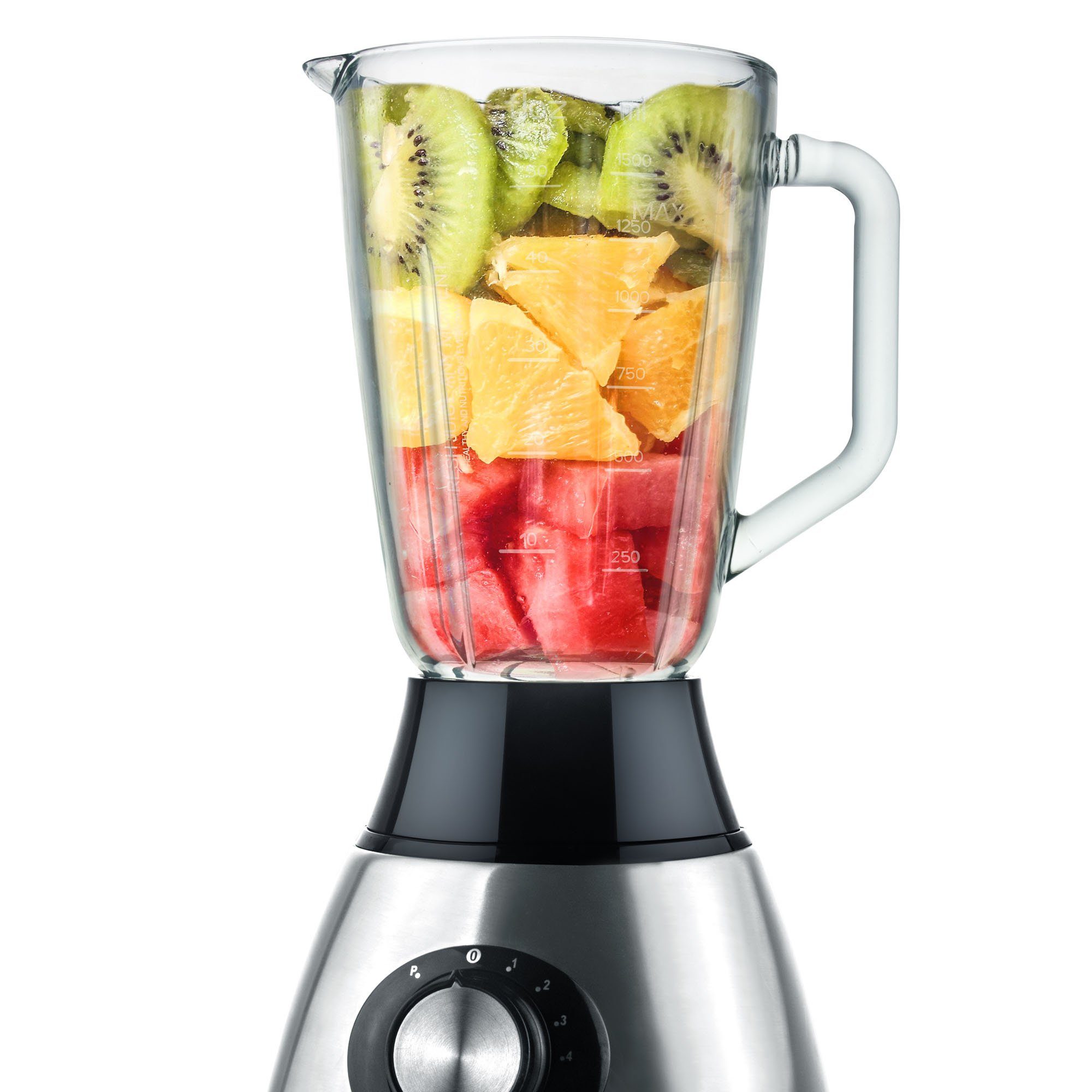 TurboTronic by Z-Line Standmixer BG5 - 1200 Watt mit 1,5L Glasbehälter, 1200 W, Edelstahl Glas Smoothie Mixer Maker Ice Crush Funktion Blender