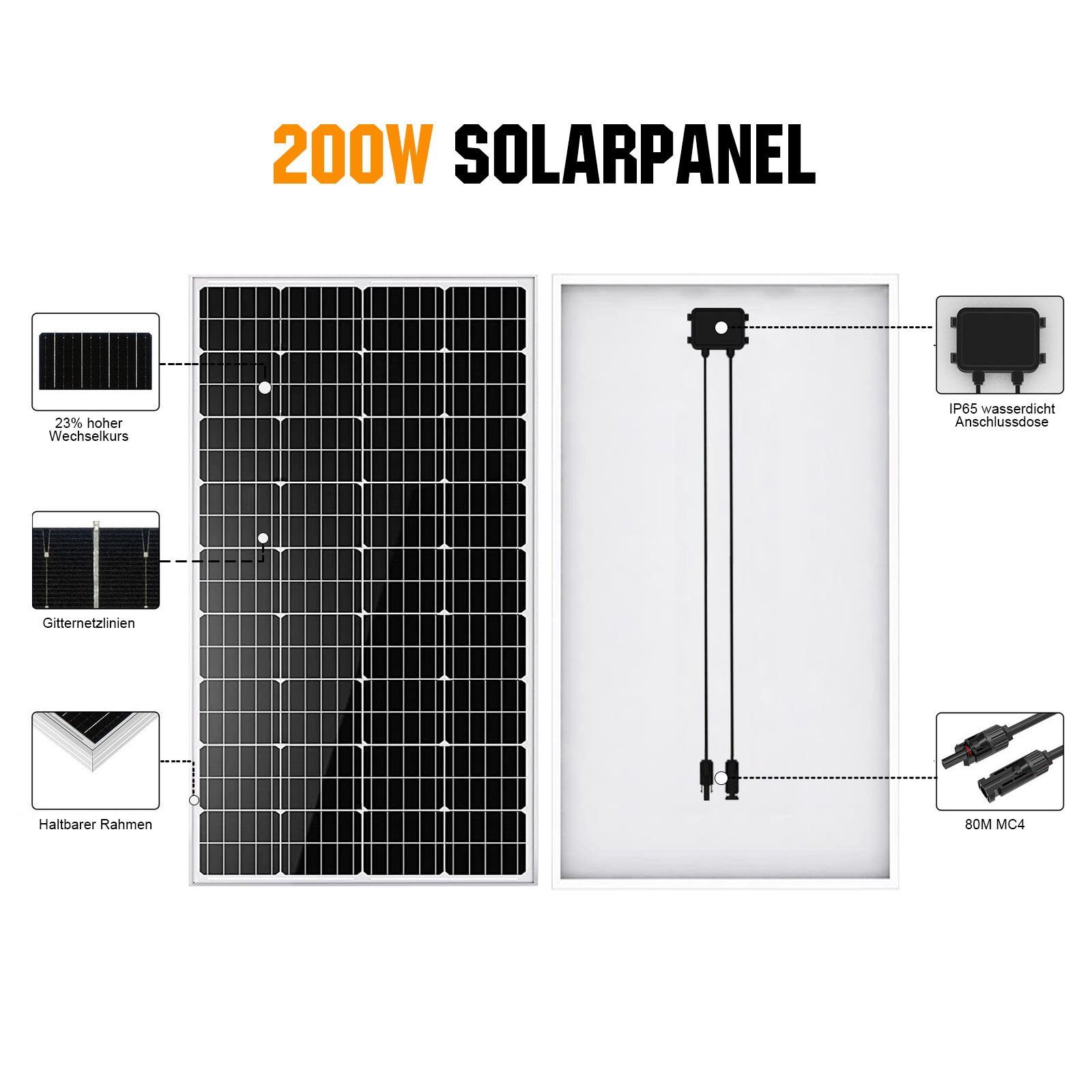 GLIESE Solarmodul 600Watt Solarmodul 12V 200W