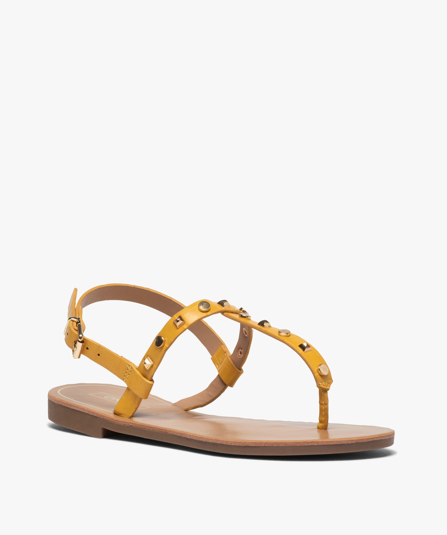 Sandales femme à entre-doigts avec clous décoratifs - Only jaune | GEMO