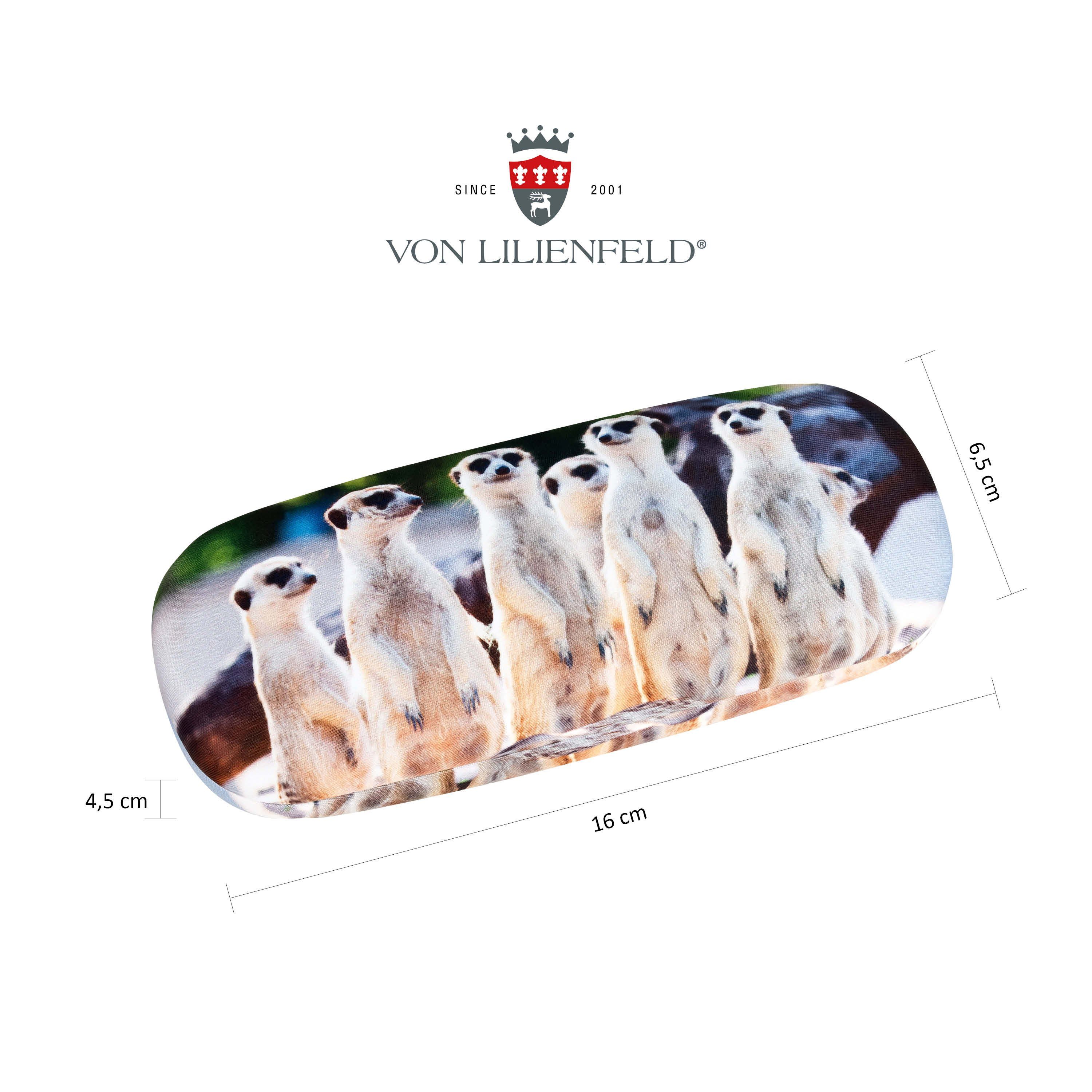 von Lilienfeld Brillenetui Brillenetui Erdmännchen Surikate Meerkatzen Brillenputztuch, Stabiles Hardcase Set mit Stoff bezogen