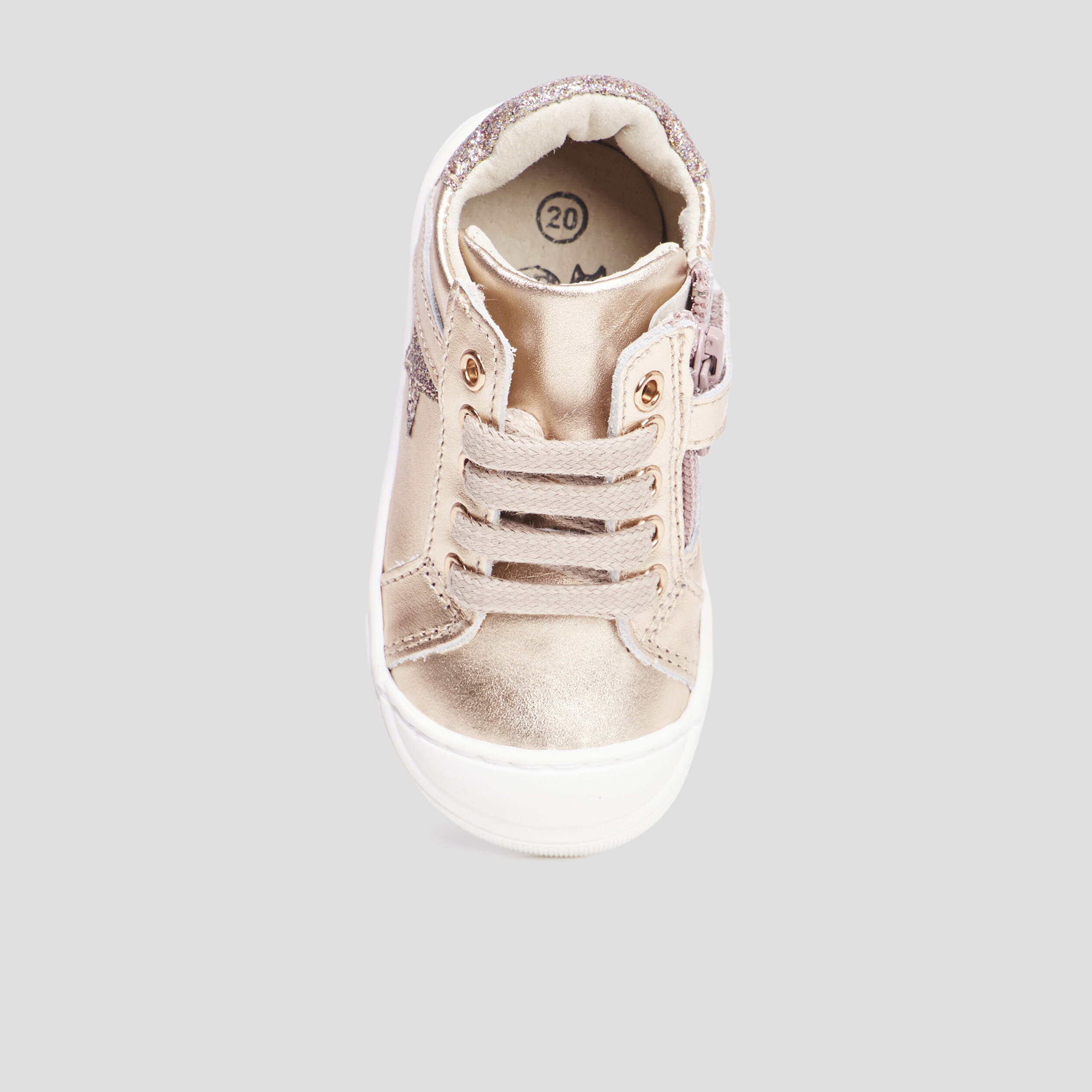 Bottillons métallisés en cuir rose champagne bébé fille | La Halle