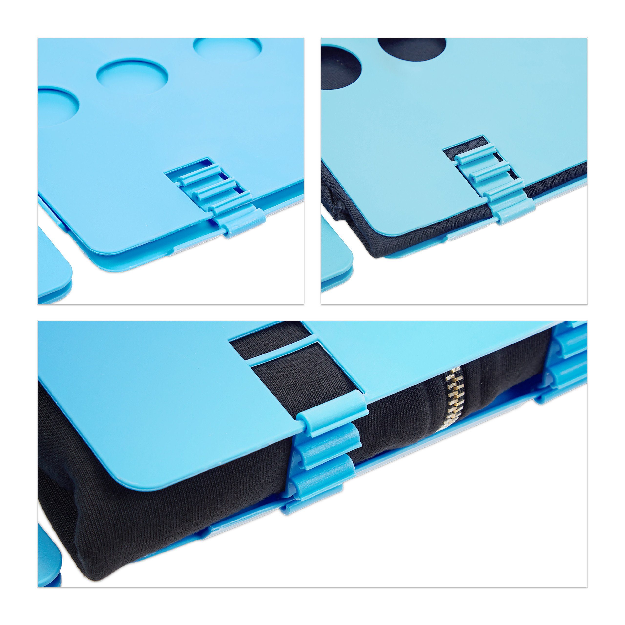 relaxdays Wäscheschrank 1 x Wäschefalter 4. Generation blau