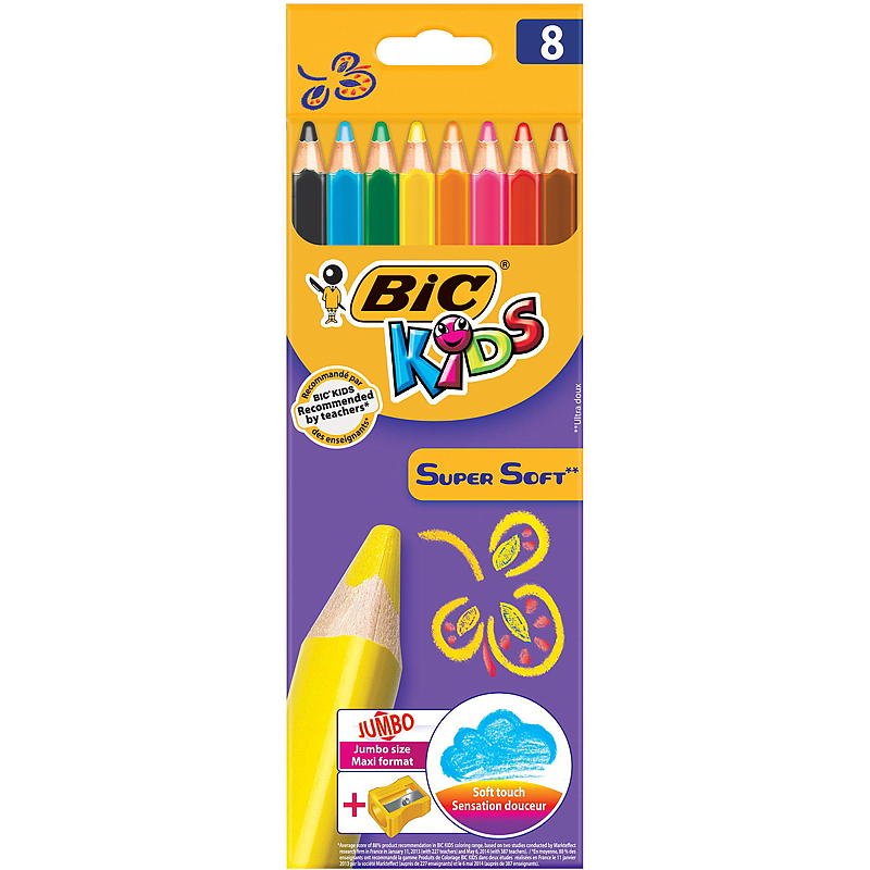 BIC Fargeblyant 8-pk Kids Evolution Supersoft BIC