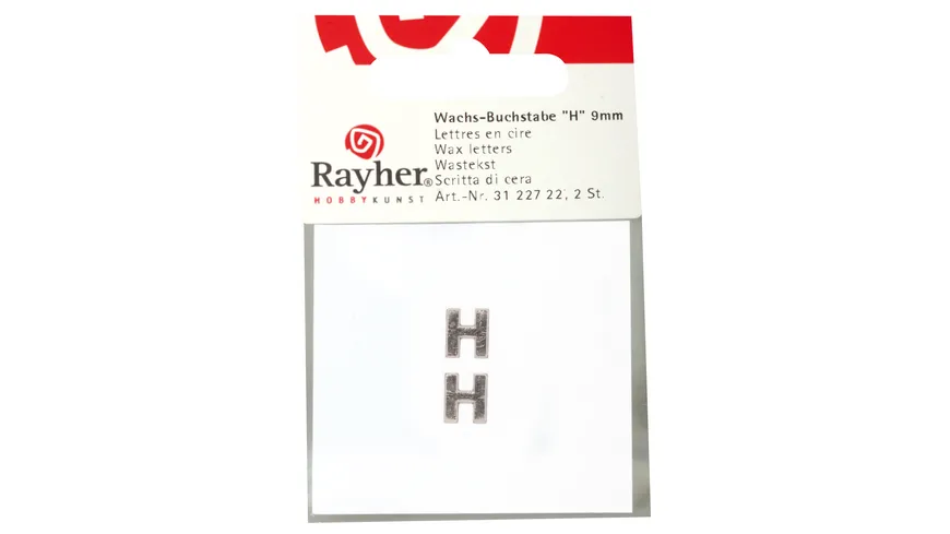 Rayher Wachsbuchstaben -H- silber 9mm 2Stück