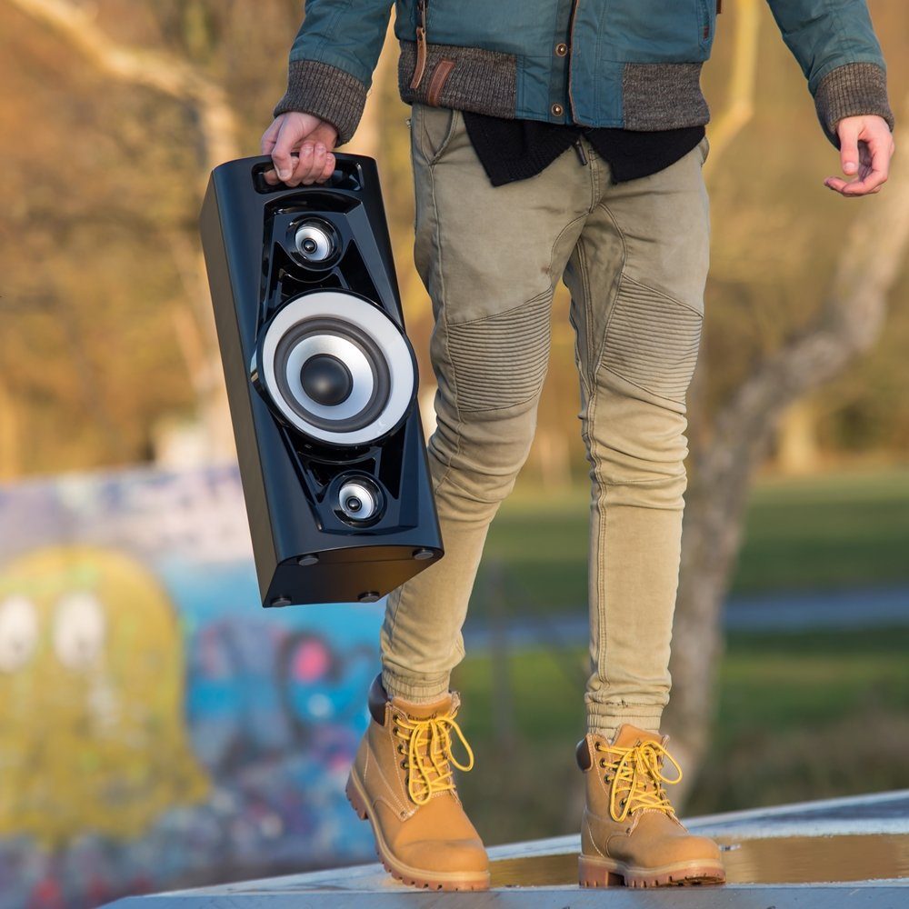 Reflexion Reflexion PS07BT Mobile Discosoundmaschine Party-Lautsprecher (Bluetooth, 320 W, Blaues LED-Licht blinkt zum Musikbeat, Karaokefunktion)