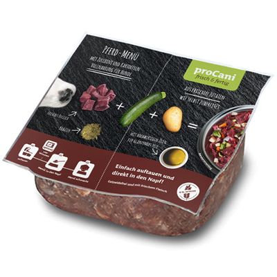 proCani BARF Pferd Menü - mit Zuchini und Kartoffeln getreidefrei