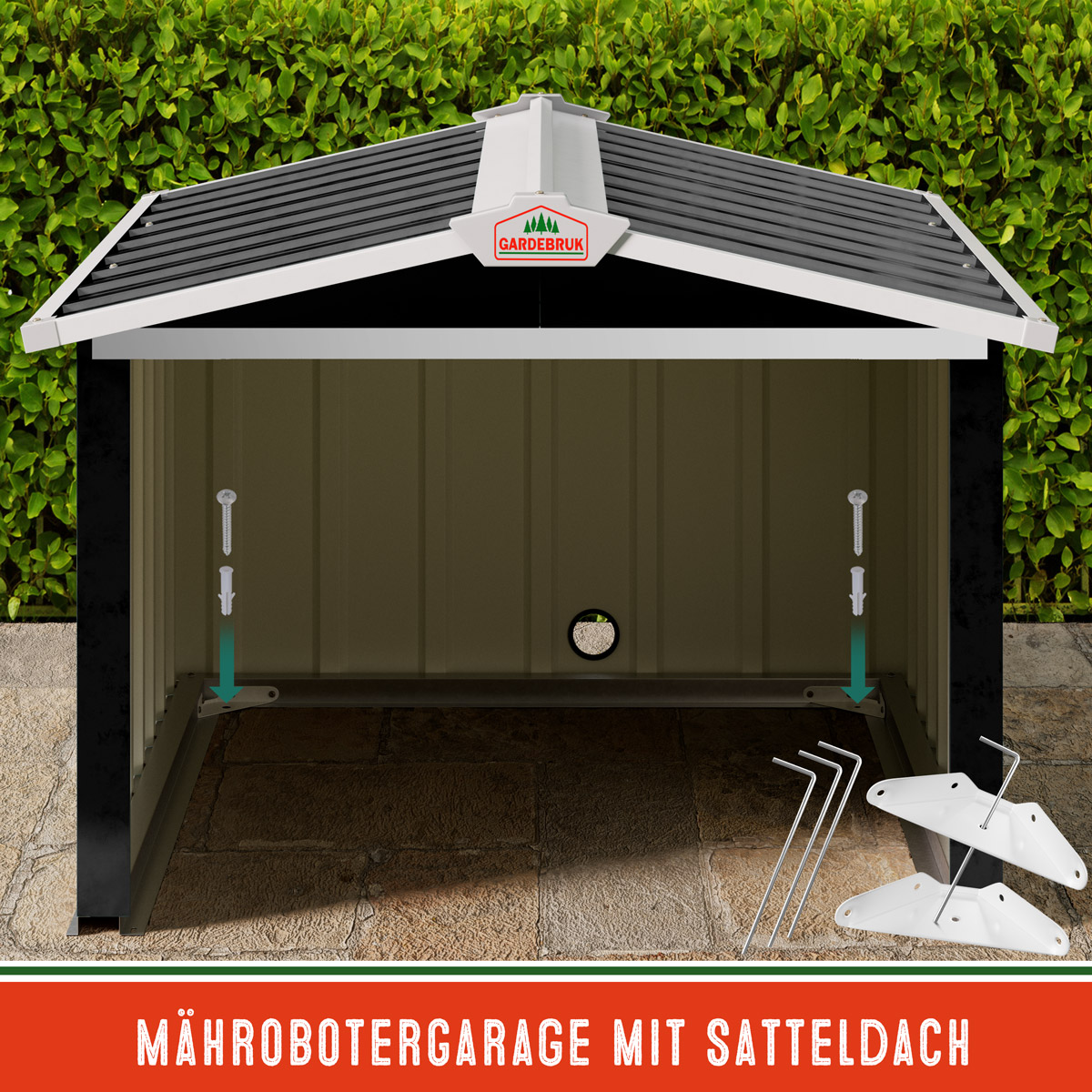 Casaria Gardebruk® Mähroboter Garage Anthrazit Metall 86x100x63cm