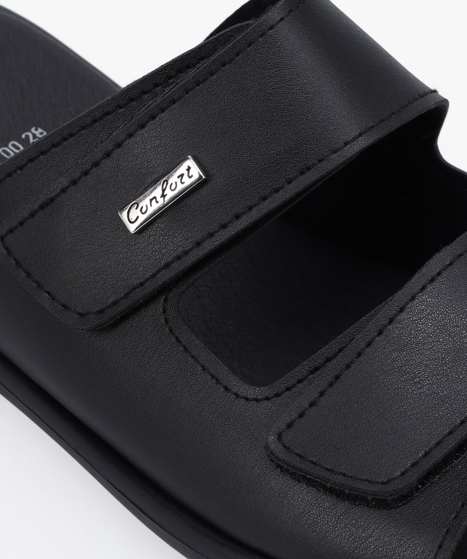 Mules homme confort à brides scratch unies noir | GEMO