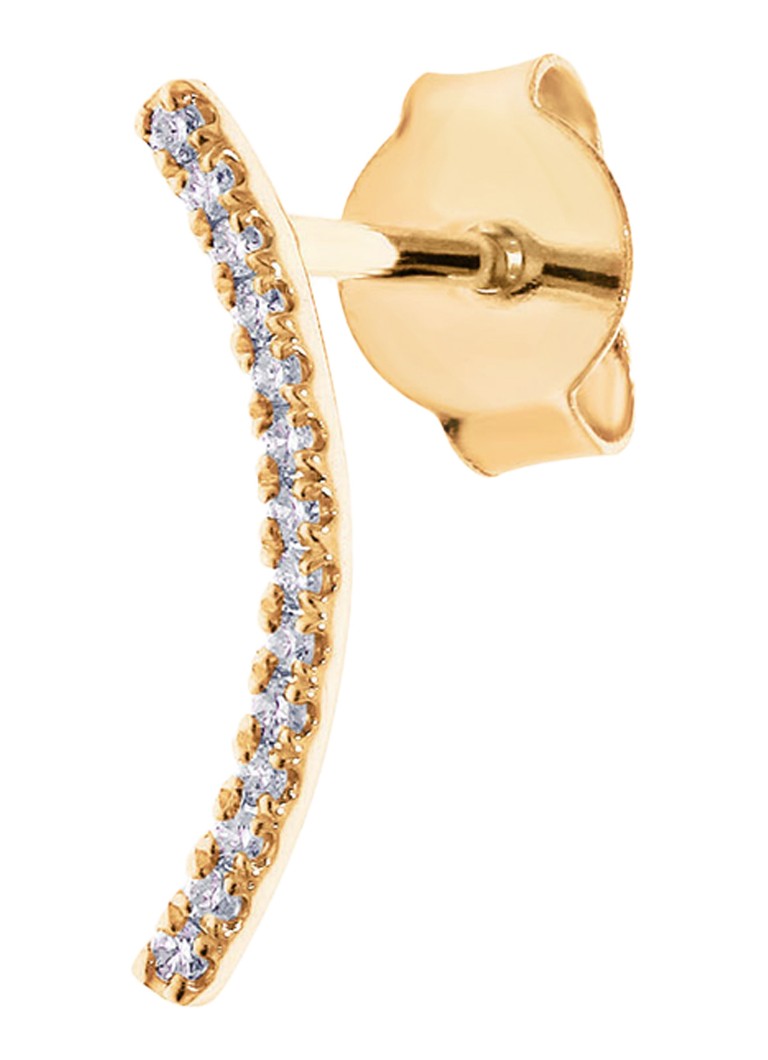 Culet Jewellery Curve single left stud earring in 18 carat yellow gold with diamond