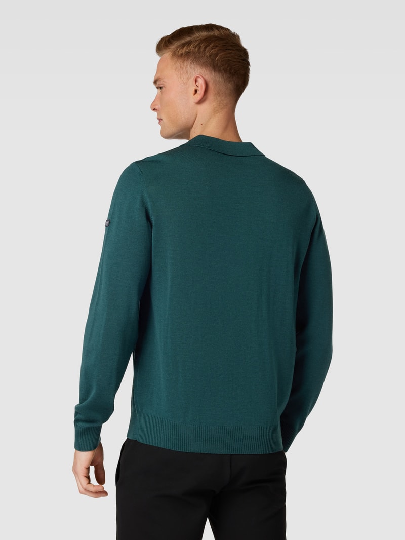 Strickpullover mit Polokragen in bottle