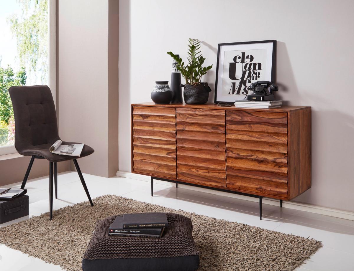 Wohnling Sideboard Sheesham Massivholz 150x81x41 cm