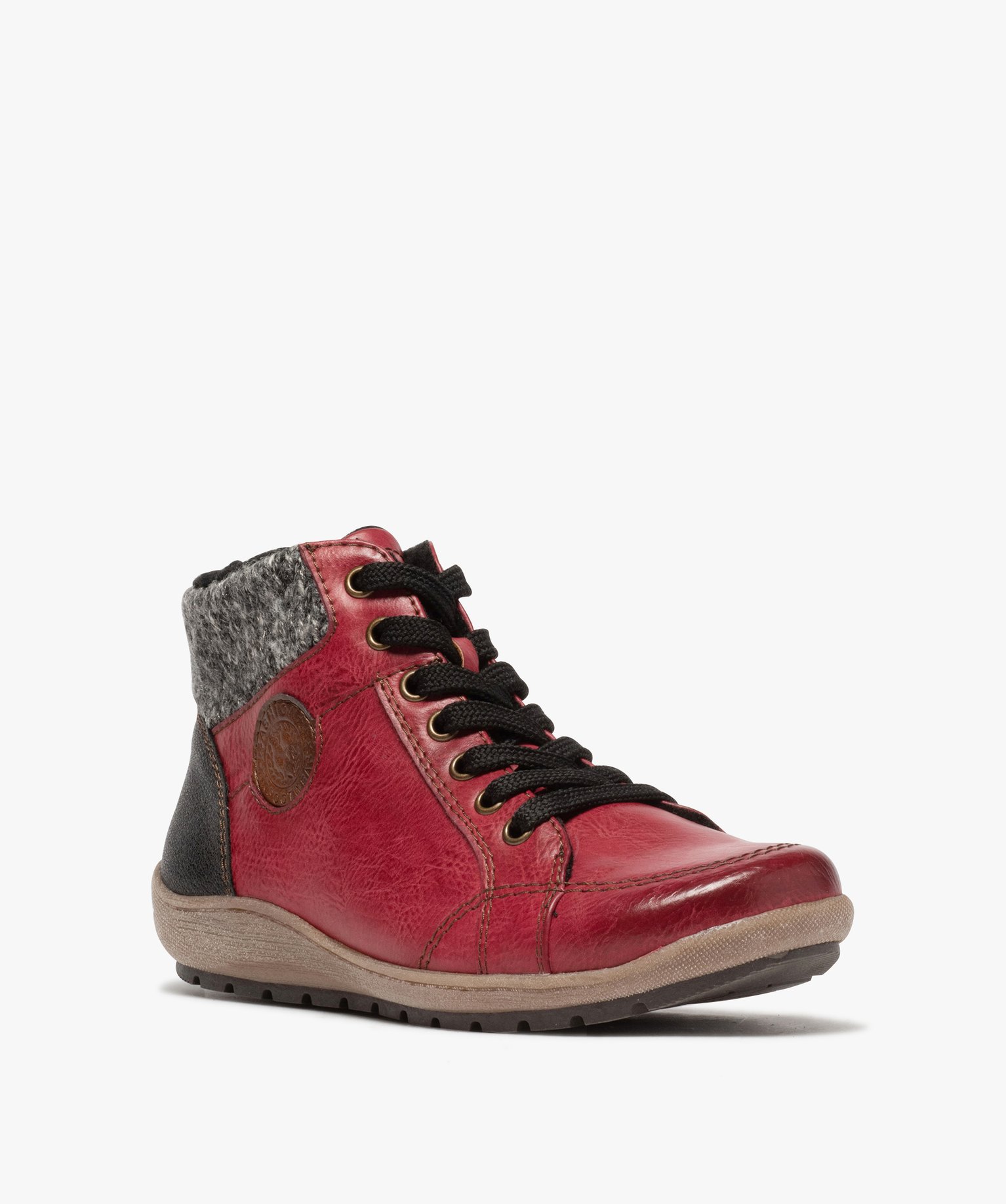 Boots femme confort avec col en maille – Softrelax rouge fonce | GEMO