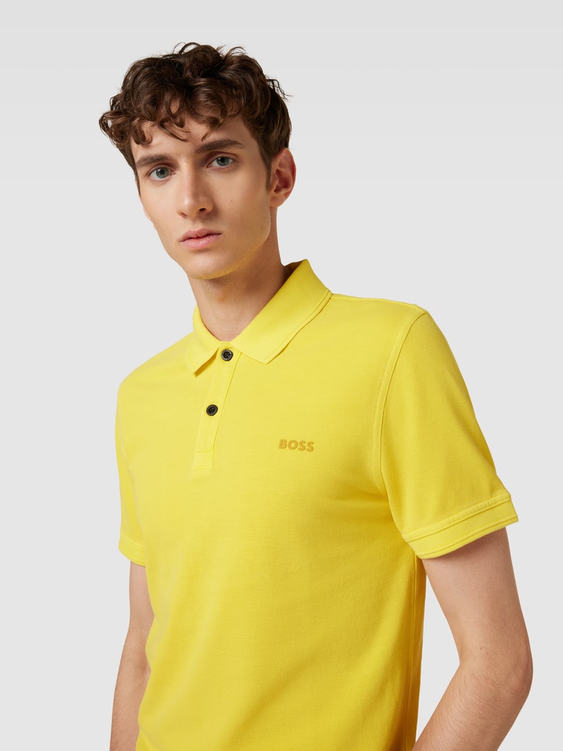 Poloshirt mit Logo-Stitching Modell 'PRIME' in gelb