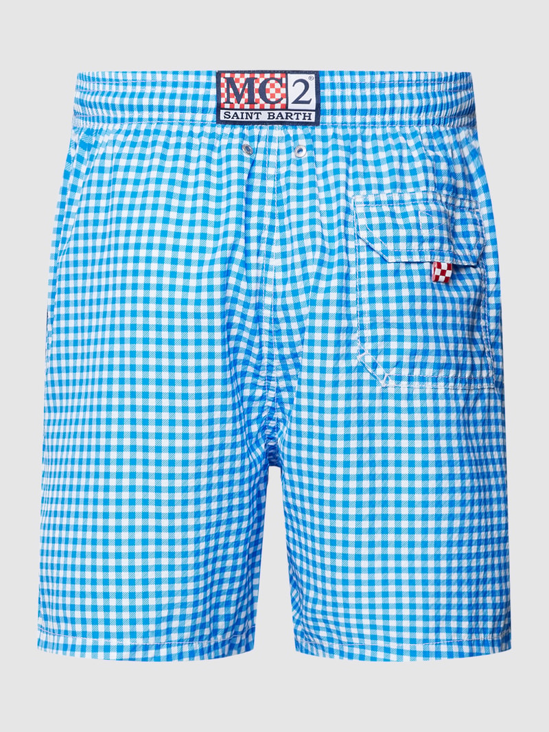Badehose mit Allover-Muster Modell 'GUSTAVIA' in blau