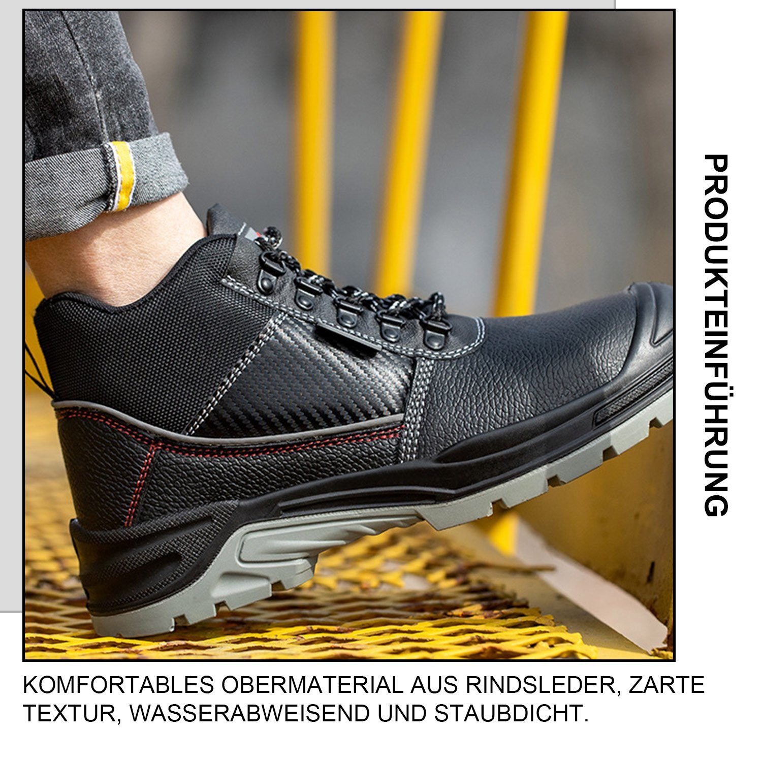 Daisred Herren Arbeitsschutzschuhe Sicherheitsschuhe Stahlkappe Arbeitsschuh