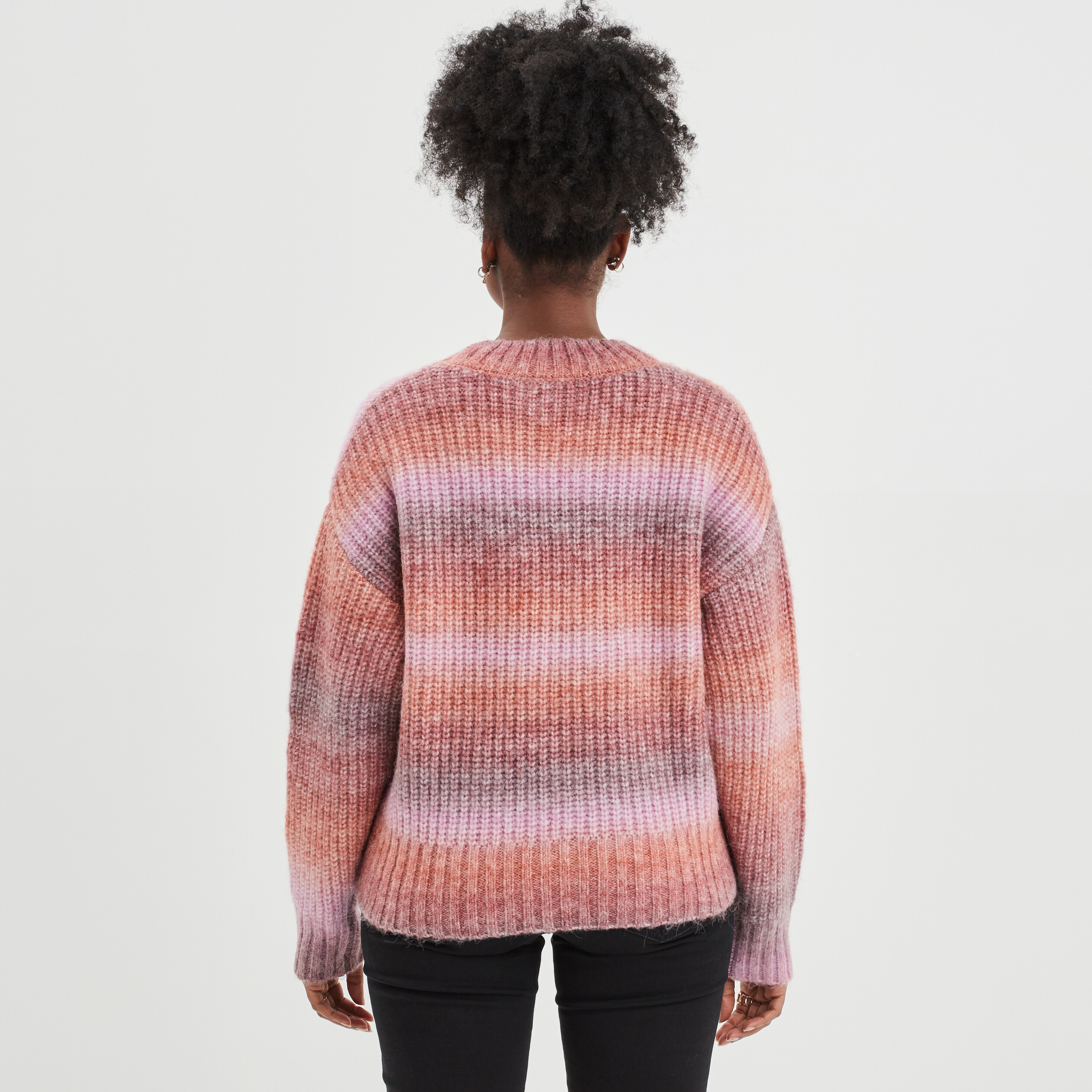 Pull col rond manches longues rose framboise femme | La Halle