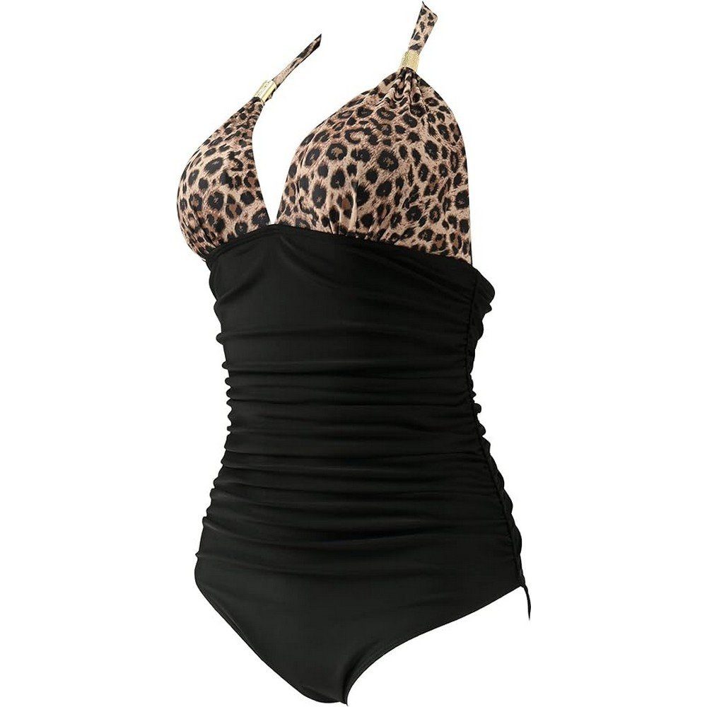 Ronner UG Bade-Shirt Badeanzug Damen Raffungen Push Up Shape Bademode Neckholder Bikini