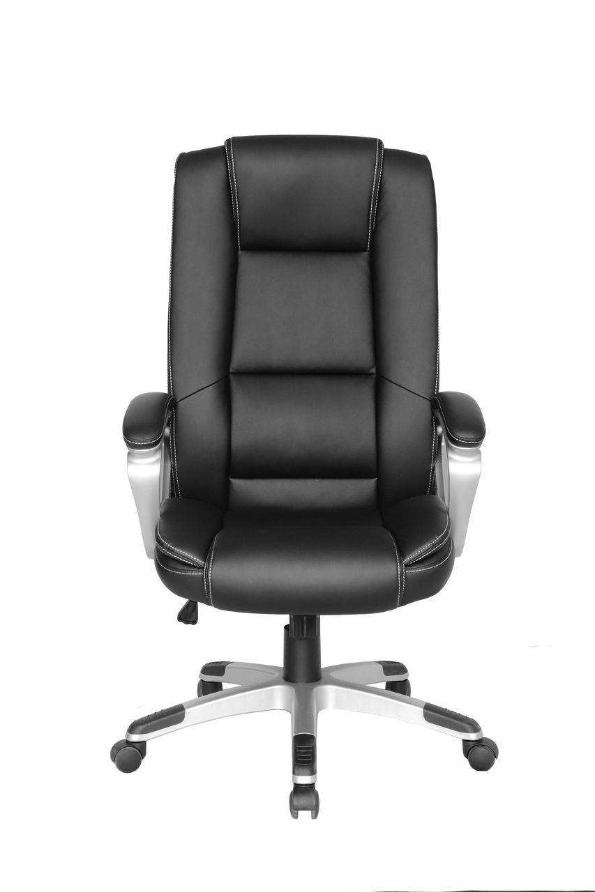 byLiving DEREK-XXL Chefsessel, Kunststoff silberfarben, Kunstleder schwarz