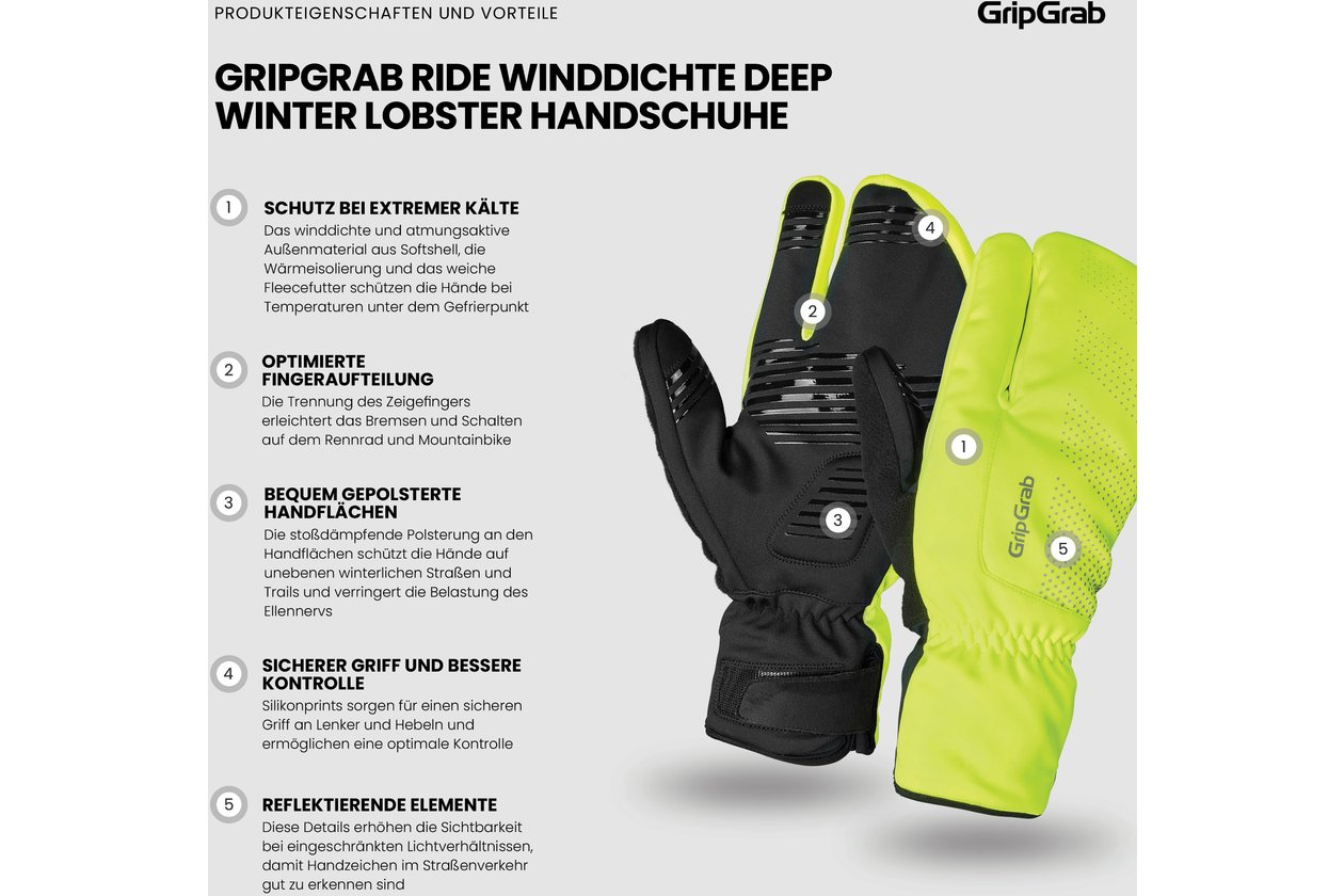 GRIPGRAB Ride Windproof Deep Winter Lobster Langfinger Handschuhe - 2023