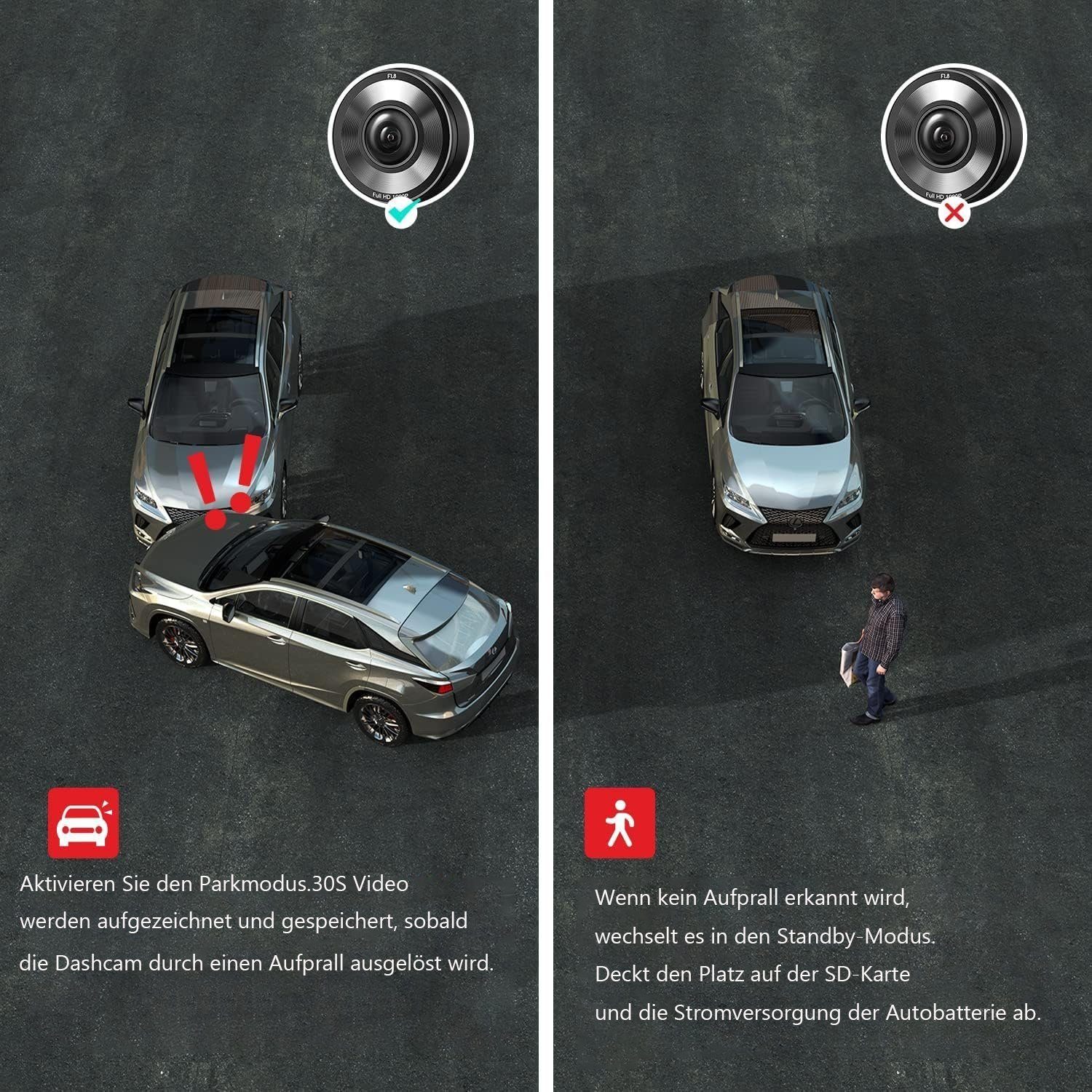 COOAU 1920 x 1080P Nachtsicht Dual Dashcam mit 2