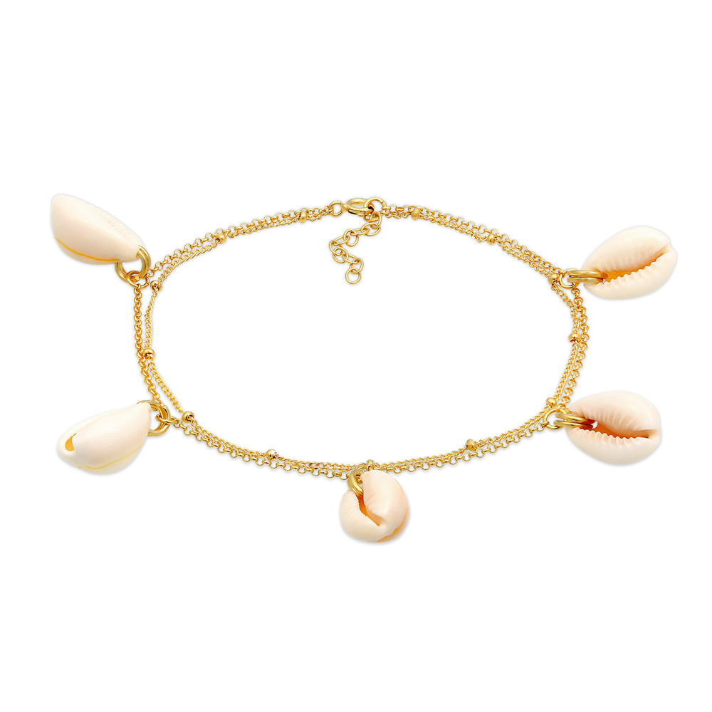 Elli Elli Bracelet de Cheville de Cheville Maritime Pendentif Coquillage Kauri Bracele Bijoux