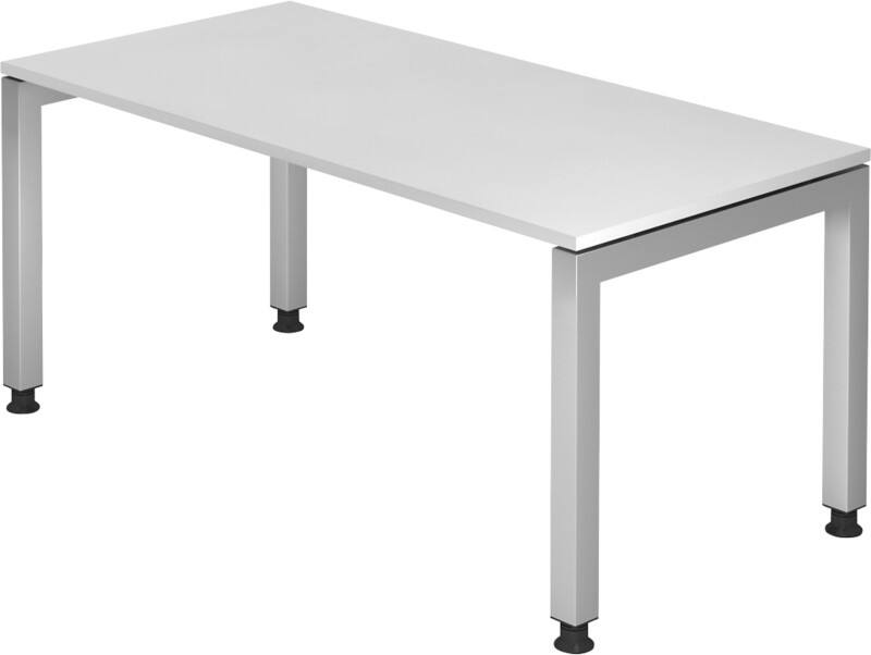 Hammerbacher VJS16/W J Serie Höhenverstellbar Schreibtisch Rechteckig Holz Silber 4 Füße 1.600 x 680 mm