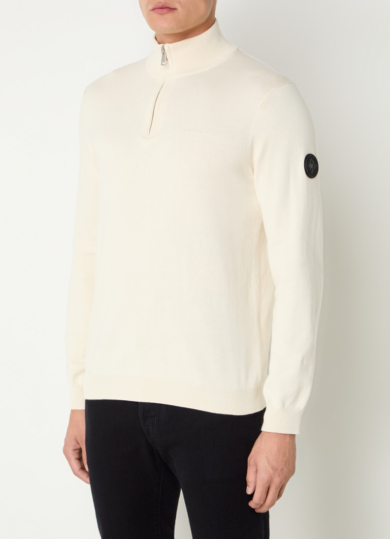 Airforce Fine-knit sweater with half zip and logo