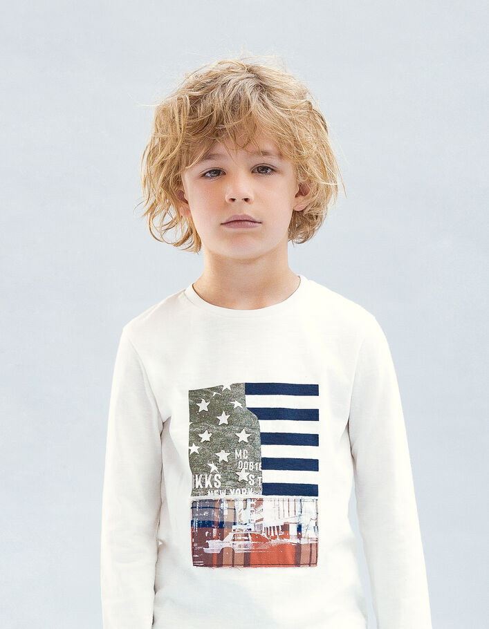 T-shirt écru visuel drapeau garçon