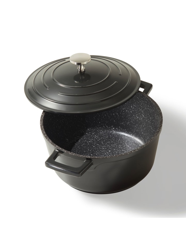 Stoneline Cocotte Bräter Rund 20 cm | mit Deckel in Schwarz günstig kaufen Ø 20 cm