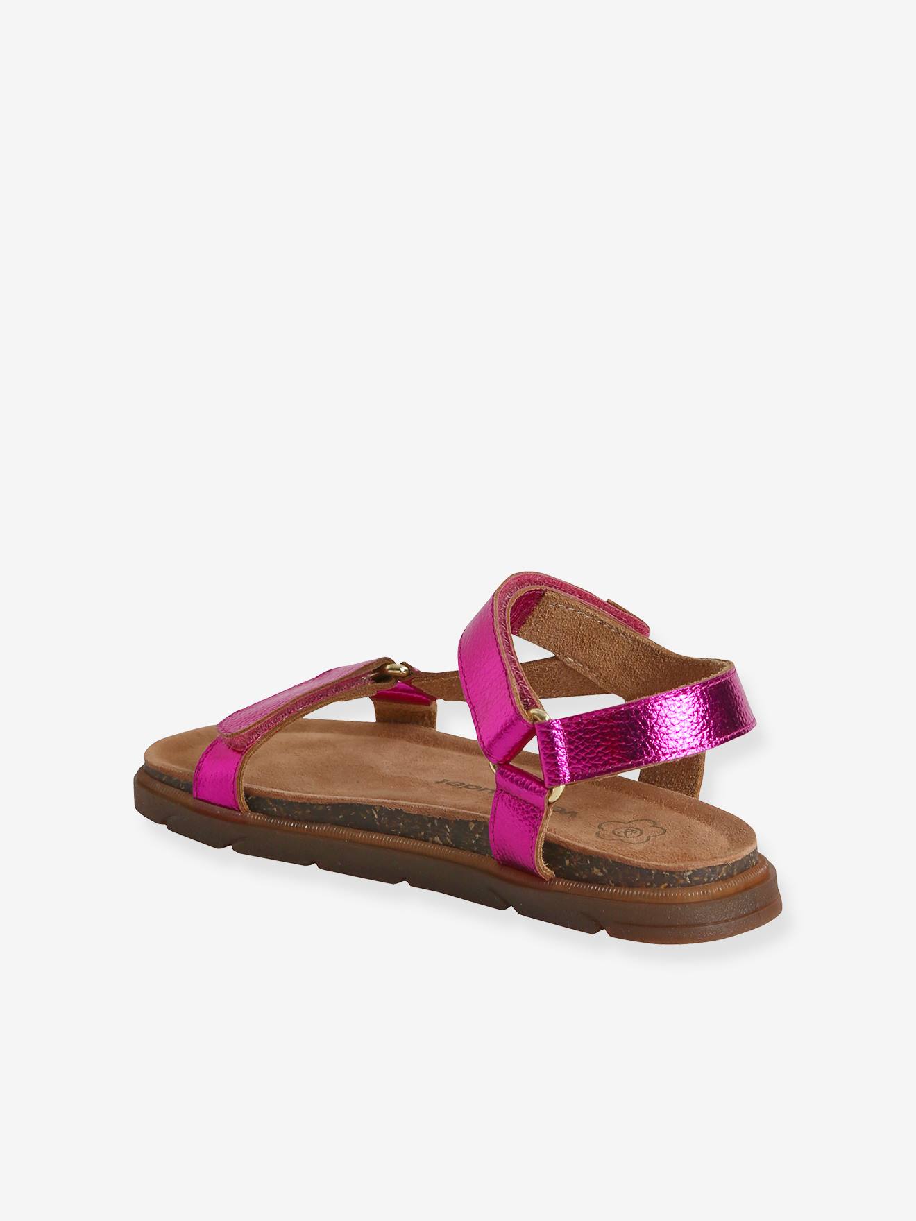 Sandales scratchées cuir fille lilas